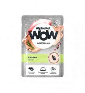 AlphaPet WOW, влажный корм д/кошек паштет (кролик)
